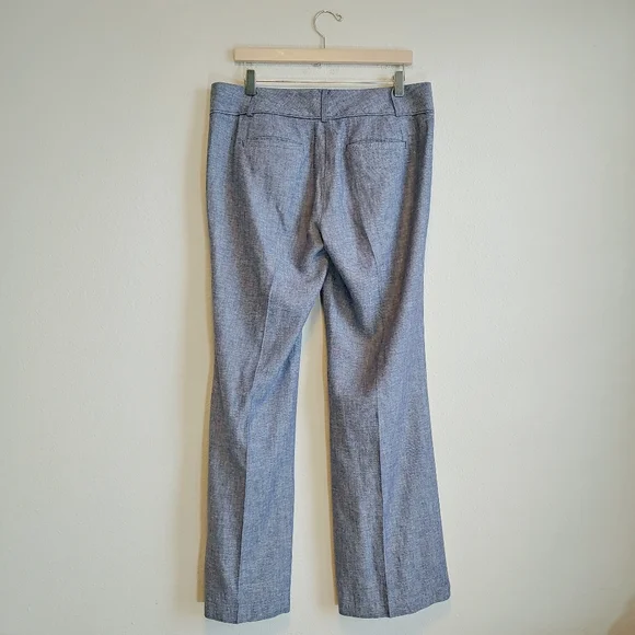 LOFT Blue Marisa Trousers Wide-Leg Linen Blend - Picture 8 of 11